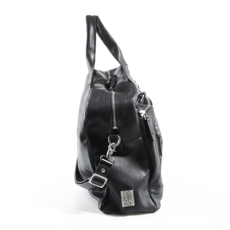 BORSA RIS in Pelle Nera con Tasche Zip A.S.98