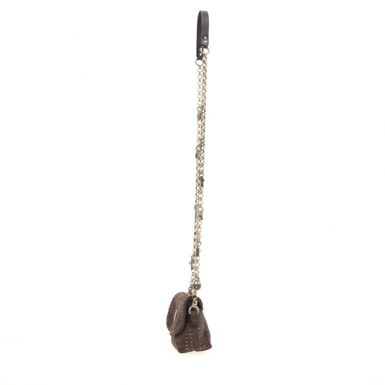 Borsa Fanny in pelle marrone A.S.98 con tracolla a catena e charm decorativi