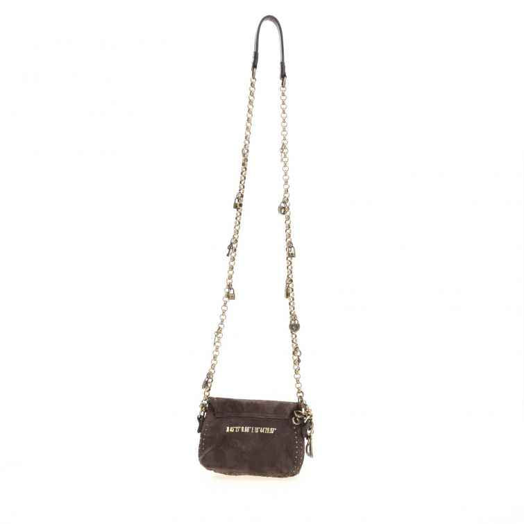 BORSA FANNY in pelle con tracolla a catena e dettagli gioiello