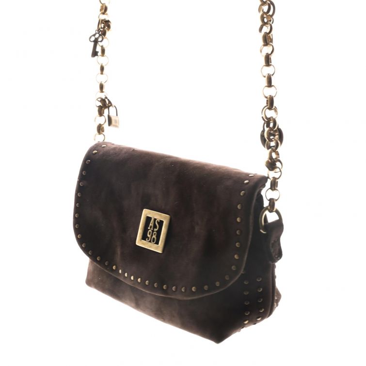 BORSA FANNY in pelle con tracolla a catena e dettagli gioiello