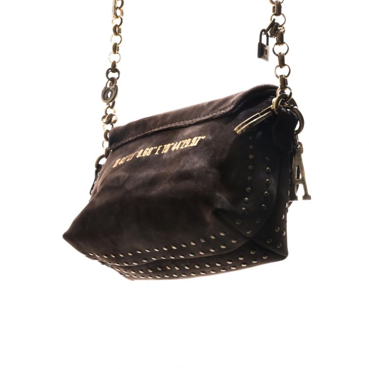 BORSA FANNY in pelle con tracolla a catena e dettagli gioiello