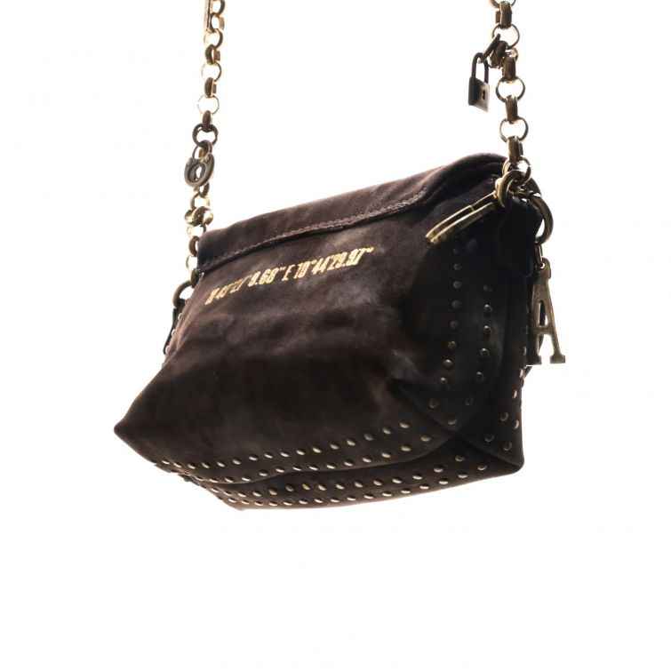 BORSA FANNY in pelle con tracolla a catena e dettagli gioiello