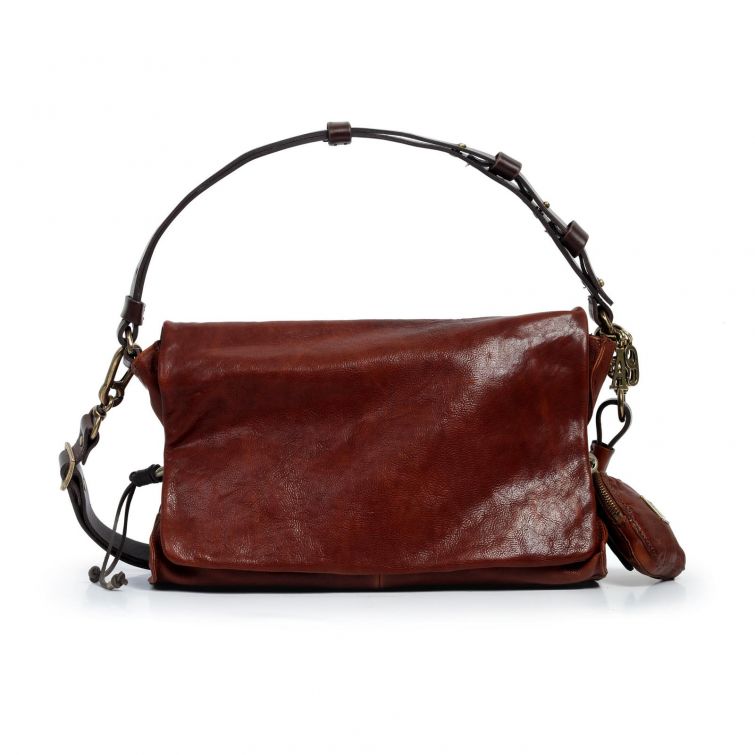 Borsa ELODIE A.S.98 in pelle marrone effetto vissuto con tracolla