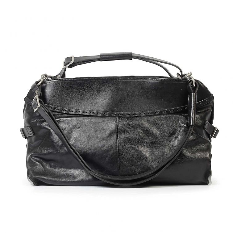 Borsa JAMIE A.S.98 in pelle nera italiana con design morbido, dettagli artigianali e doppi manici, elegante e dallo stile rock contemporaneo.