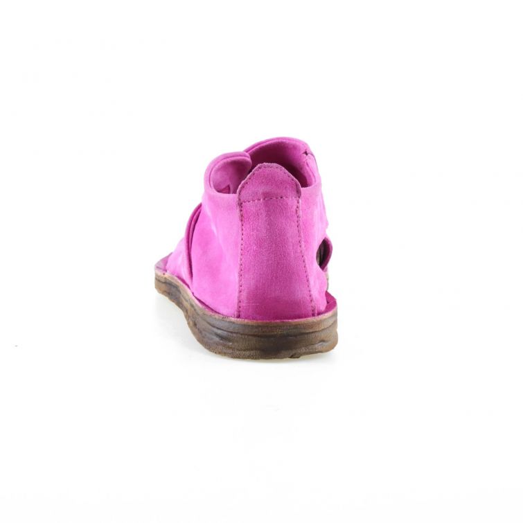 SANDALI ROMI in pelle fucsia con suola flat e design essenziale