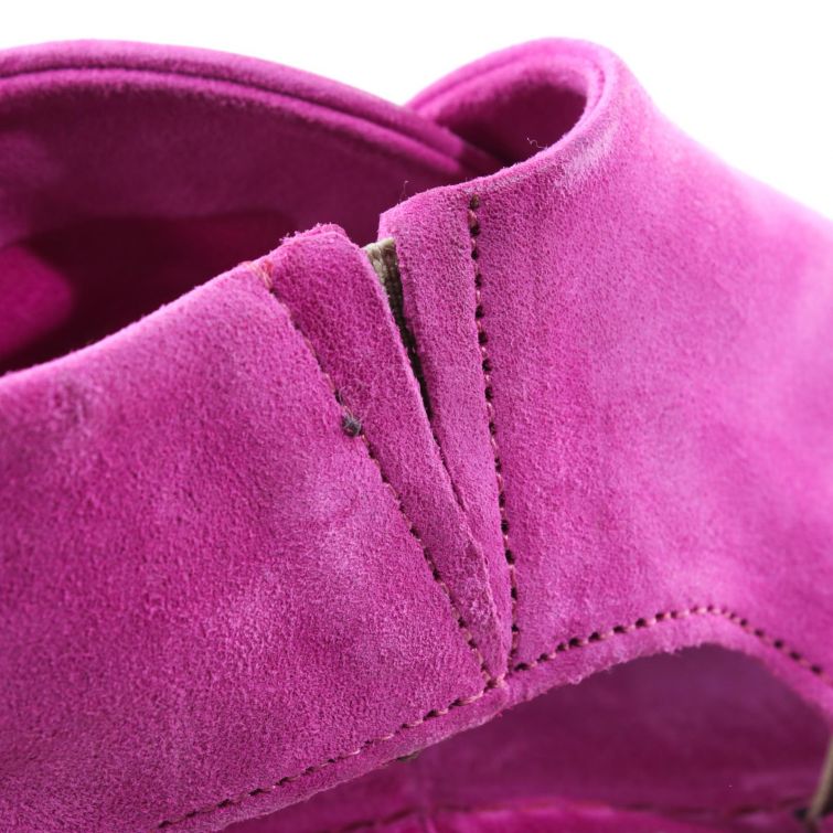 SANDALI ROMI in pelle fucsia con suola flat e design essenziale
