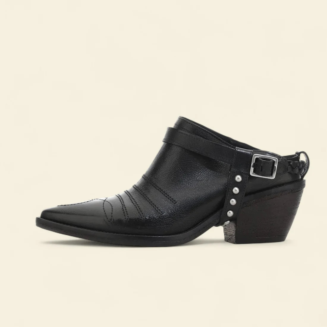 Stivaletti Clif A.S.98 neri in pelle stile western con fibbia laterale