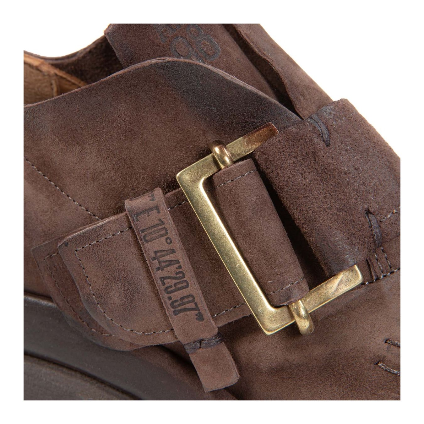 Slip-on A.S.98 Dibla in pelle ebano con fibbia dorata e suola carrarmato