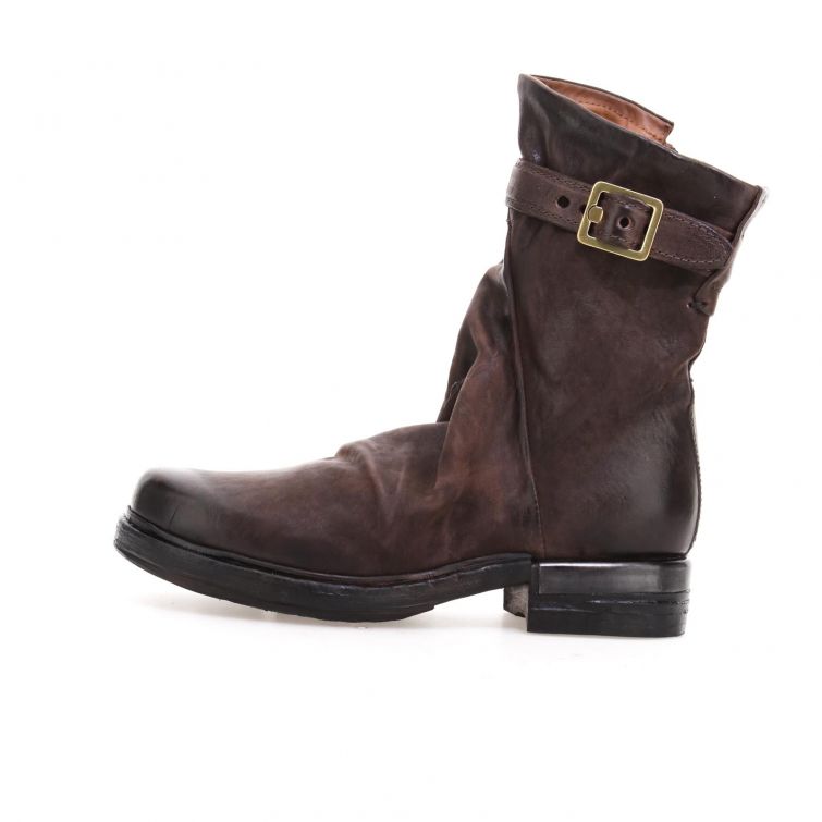 Stivaletti Anais Archè in pelle marrone sfumata con fibbia, stile rock elegante.