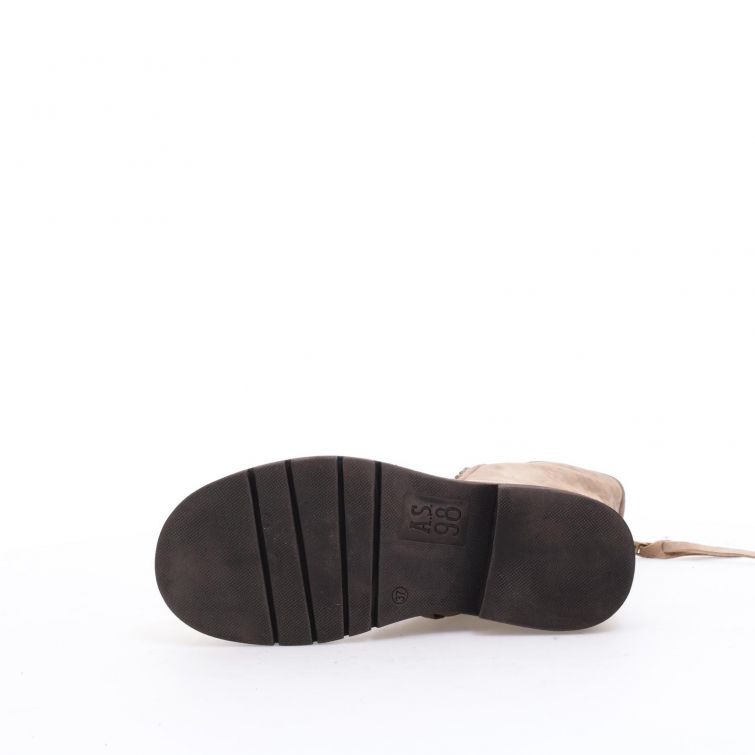 STIVALETTI REVEL in pelle beige con tacco gomma e borchie