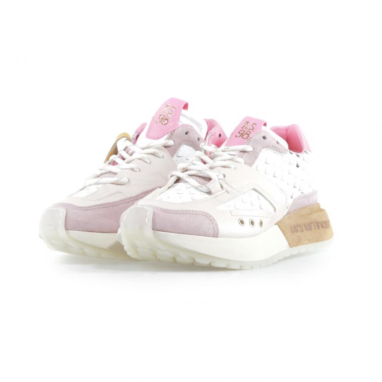 Sneakers Fable A.S.98 bianche e rosa con suola ampia design urbano contemporan
