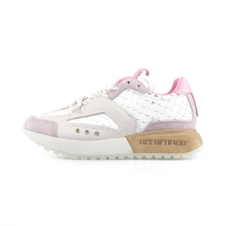 Sneakers Fable A.S.98 bianche e rosa con suola ampia design urbano contemporan