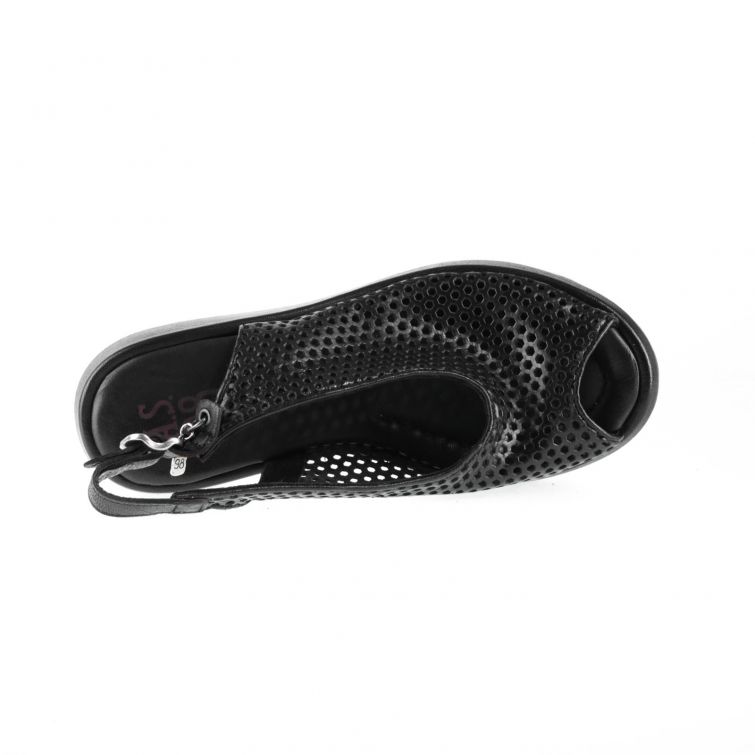 SANDALI SAMA in Pelle Nera Traforata con Zeppa A.S.98