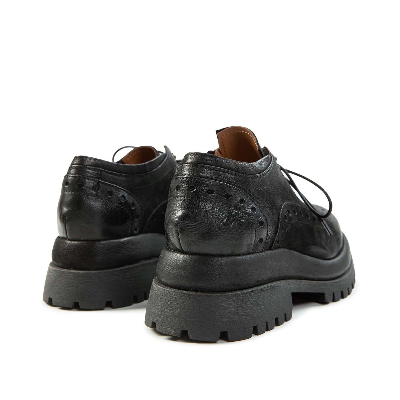 Mocassino Dia in pelle nera A.S.98 con dettagli perforati e suola carrarmato