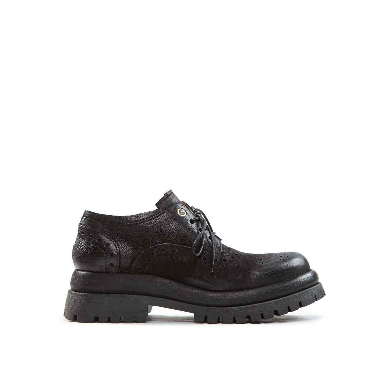 MOCASSINO DIA in pelle nera con suola carrarmato A.S.98