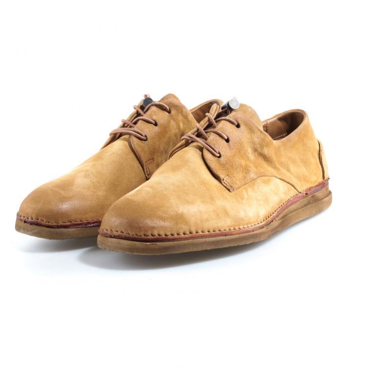 Scarpa uomo ELVIS A.S.98 in pelle marrone chiaro effetto vintage con lacci, suola bassa leggera e design essenziale