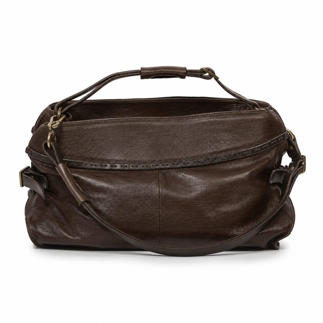 Borsa JAMIE A.S.98 in pelle testa di moro con tracolla regolabile, dettagli artigianali e finiture brunite, elegante e dallo stile rock.