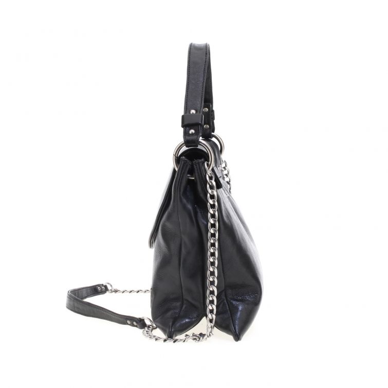 Borsa Sienna A.S.98 in pelle nera con tracolla a catena e design artigianale italiano