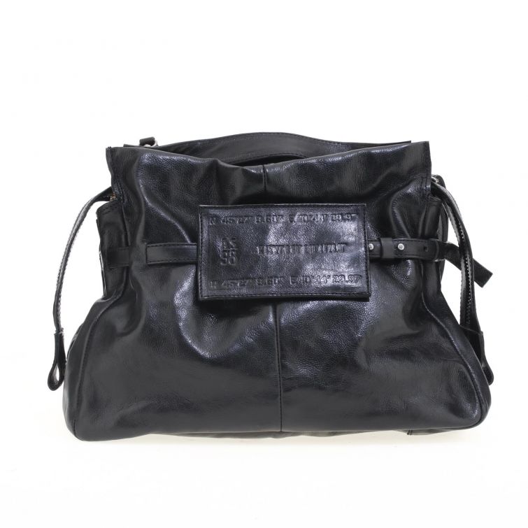 Borsa Adrien A.S.98 in pelle nera con design morbido e lavorazione artigianale Made in Italy.