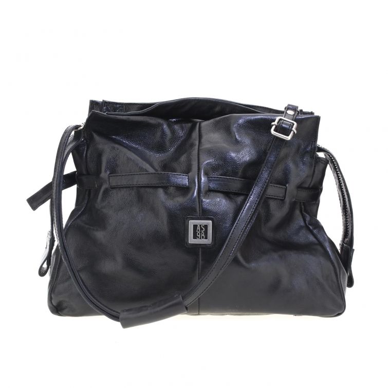 Borsa Adrien A.S.98 in pelle nera con design morbido e lavorazione artigianale Made in Italy.