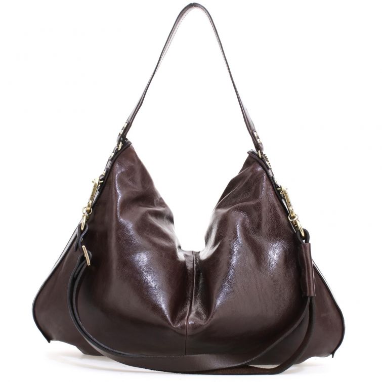 Borsa Loya A.S.98 in pelle marrone artigianale con dettagli eleganti.