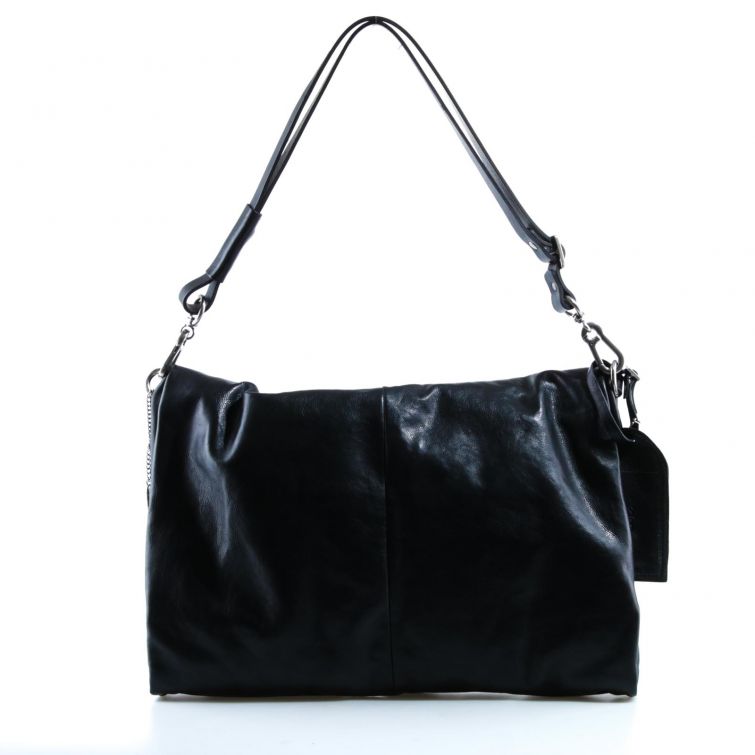 Borsa LOISIA A.S.98 in pelle nera morbida con tracolla regolabile e design minimal elegante e contemporaneo