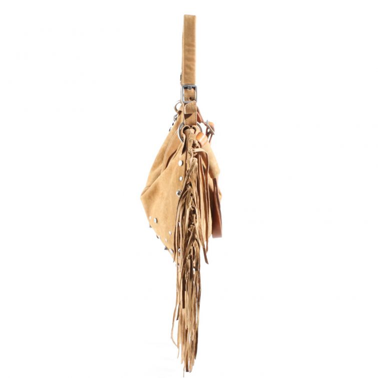 BORSA BOHO in Pelle Cuoio con Frange e Borchie A.S.98