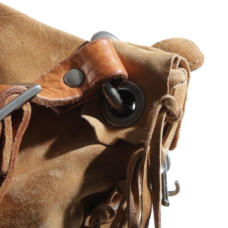 BORSA BOHO in Pelle Cuoio con Frange e Borchie A.S.98
