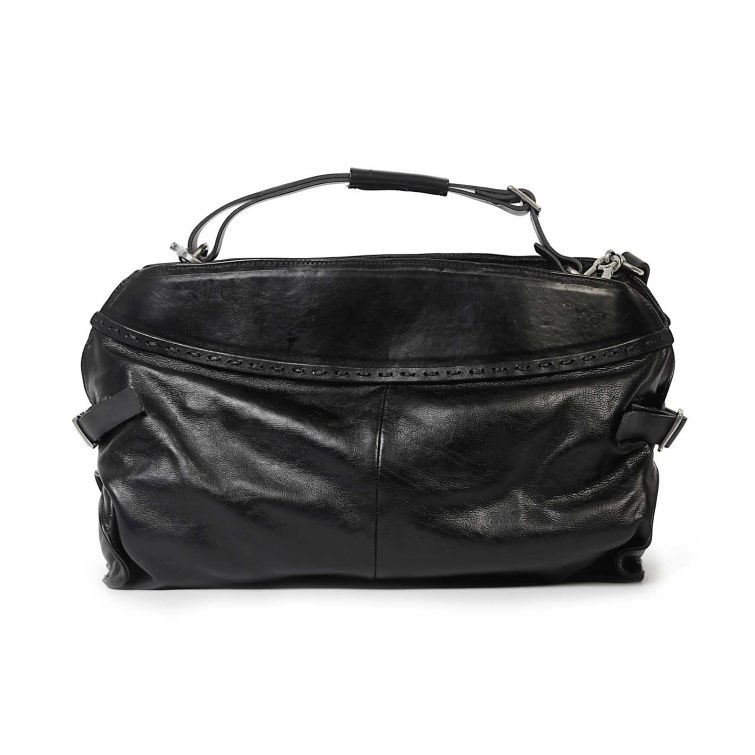 Borsa JAMIE A.S.98 in pelle nera italiana con design morbido, dettagli artigianali e doppi manici, elegante e dallo stile rock contemporaneo.