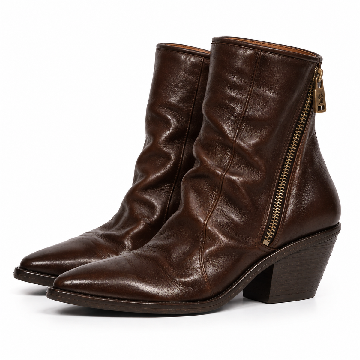 TEXANO A.S.98 stivaletti donna in pelle marrone stile country con punta affusolata