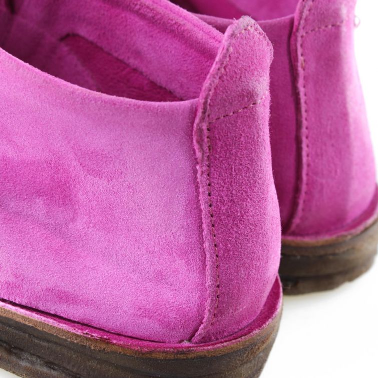 SANDALI ROMI in pelle fucsia con suola flat e design essenziale