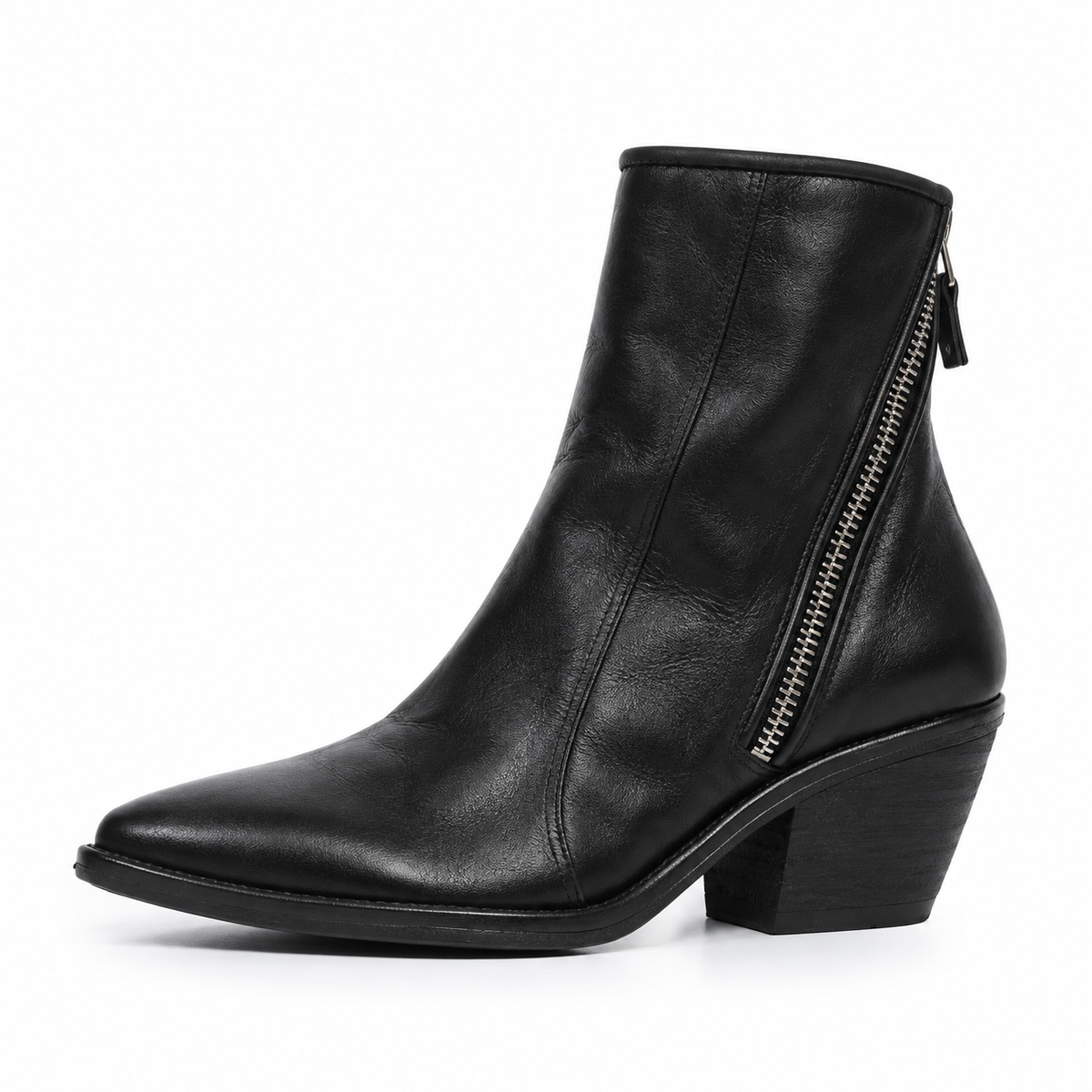 TEXANO A.S.98 stivaletti donna in pelle nera stile country con punta affusolata