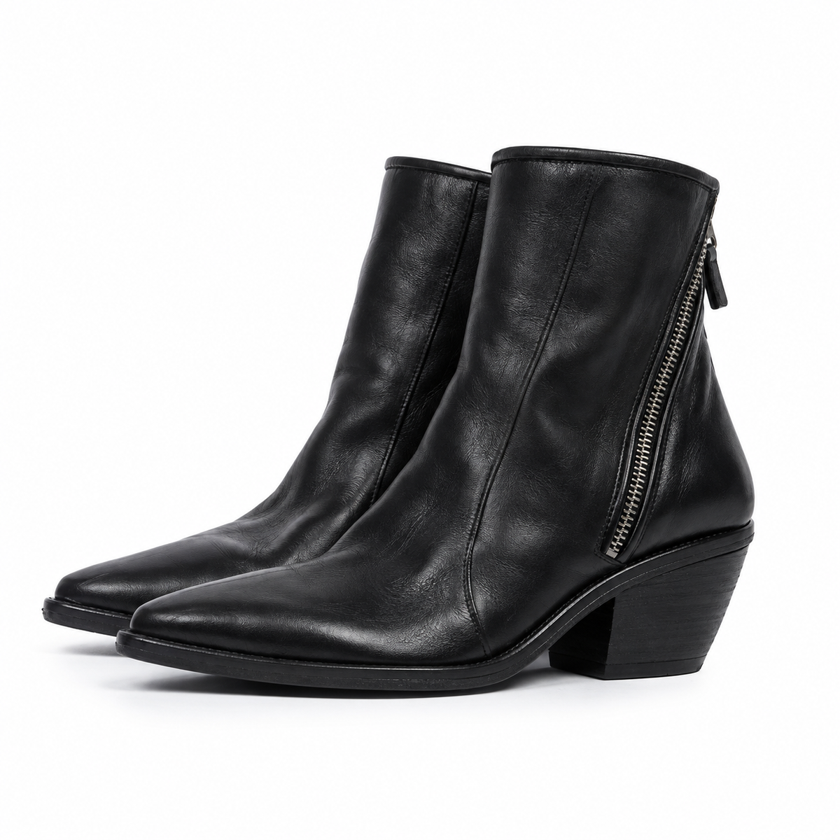 TEXANO A.S.98 stivaletti donna in pelle nera stile country con punta affusolata