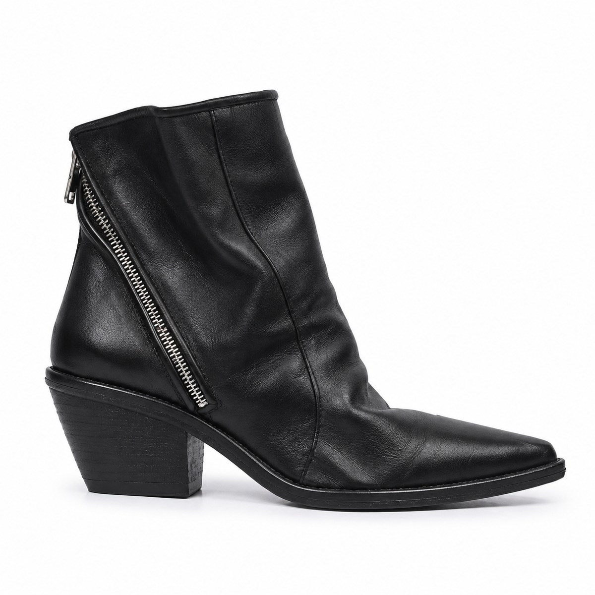 TEXANO A.S.98 stivaletti donna in pelle nera stile country con punta affusolata