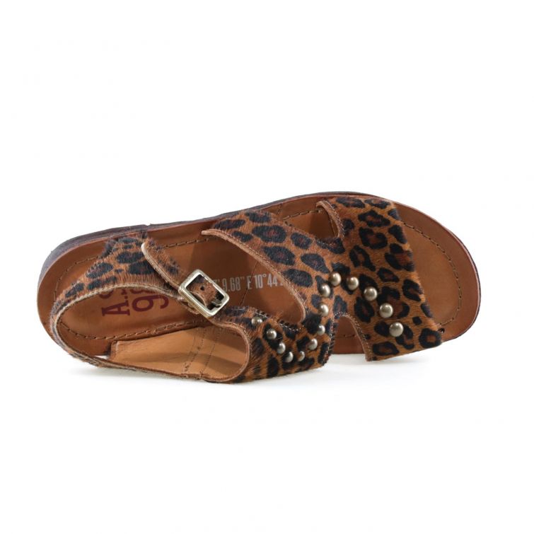 SANDALI A.S.98 leopardati con borchie e comfort artigianale