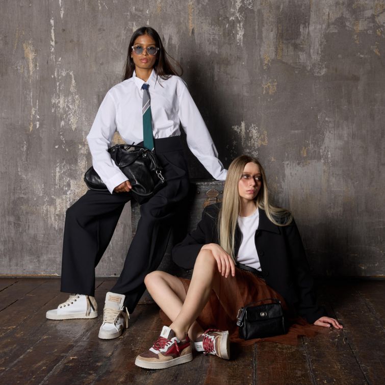 Sneakers ASTRID A.S.98 con zeppa, pelle e camoscio beige marrone e bordeaux