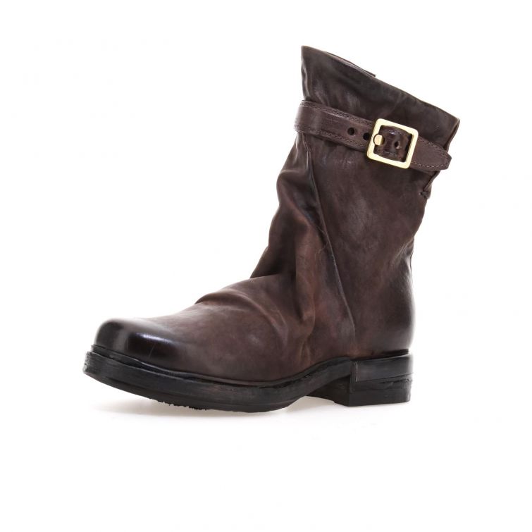 Stivaletti Anais Archè in pelle marrone sfumata con fibbia, stile rock elegante.