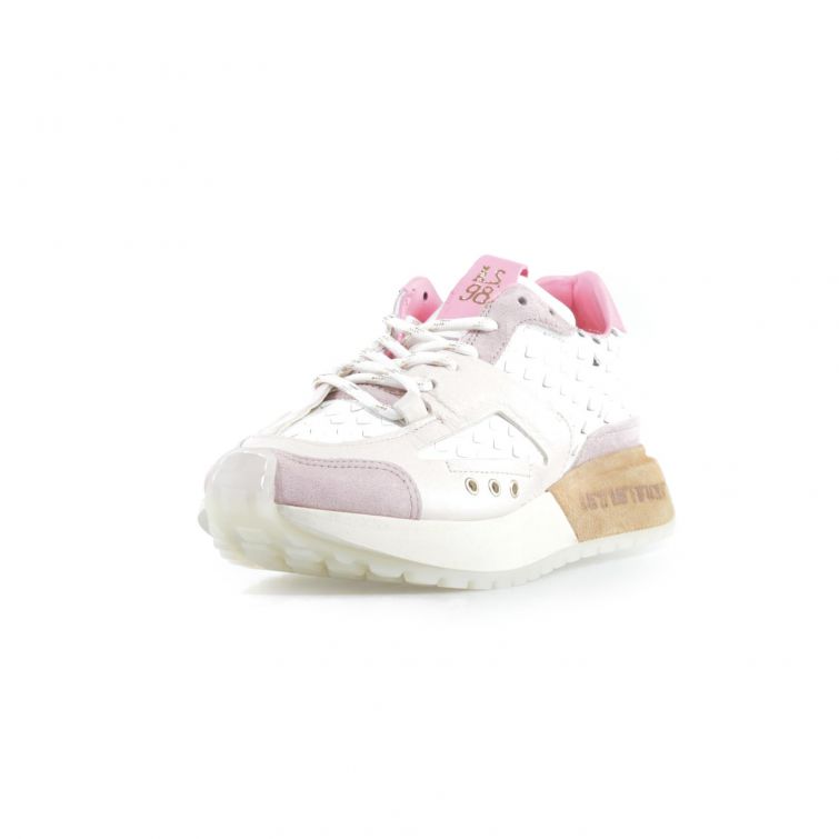 Sneakers Fable A.S.98 bianche e rosa con suola ampia design urbano contemporan