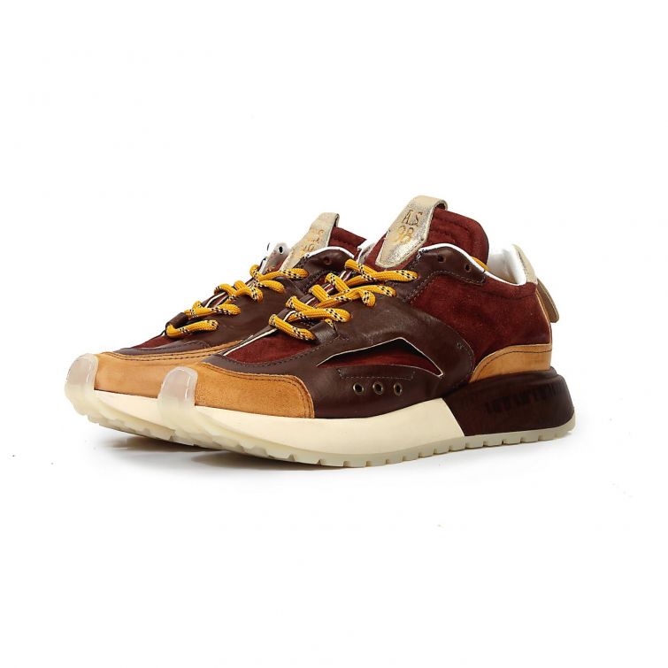 Sneakers FAIRFAX A.S.98 5five in pelle e camoscio marrone, cuoio e bordeaux