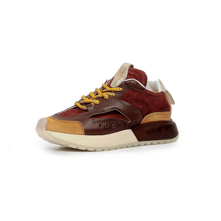 Sneakers FAIRFAX A.S.98 5five in pelle e camoscio marrone, cuoio e bordeaux