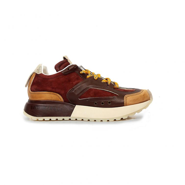Sneakers FAIRFAX A.S.98 5five in pelle e camoscio marrone, cuoio e bordeaux