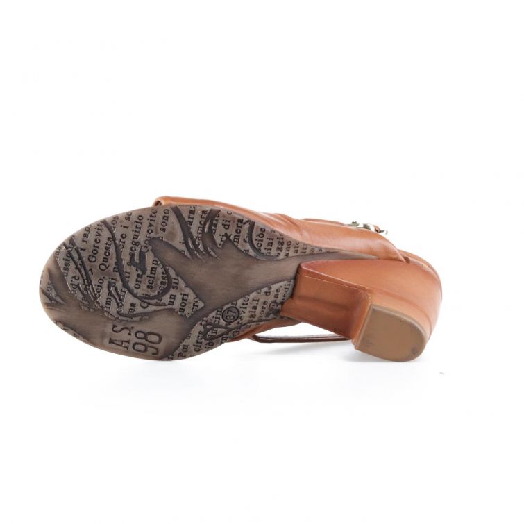 SANDALI TABIHA in pelle cuoio con tacco e design elegante