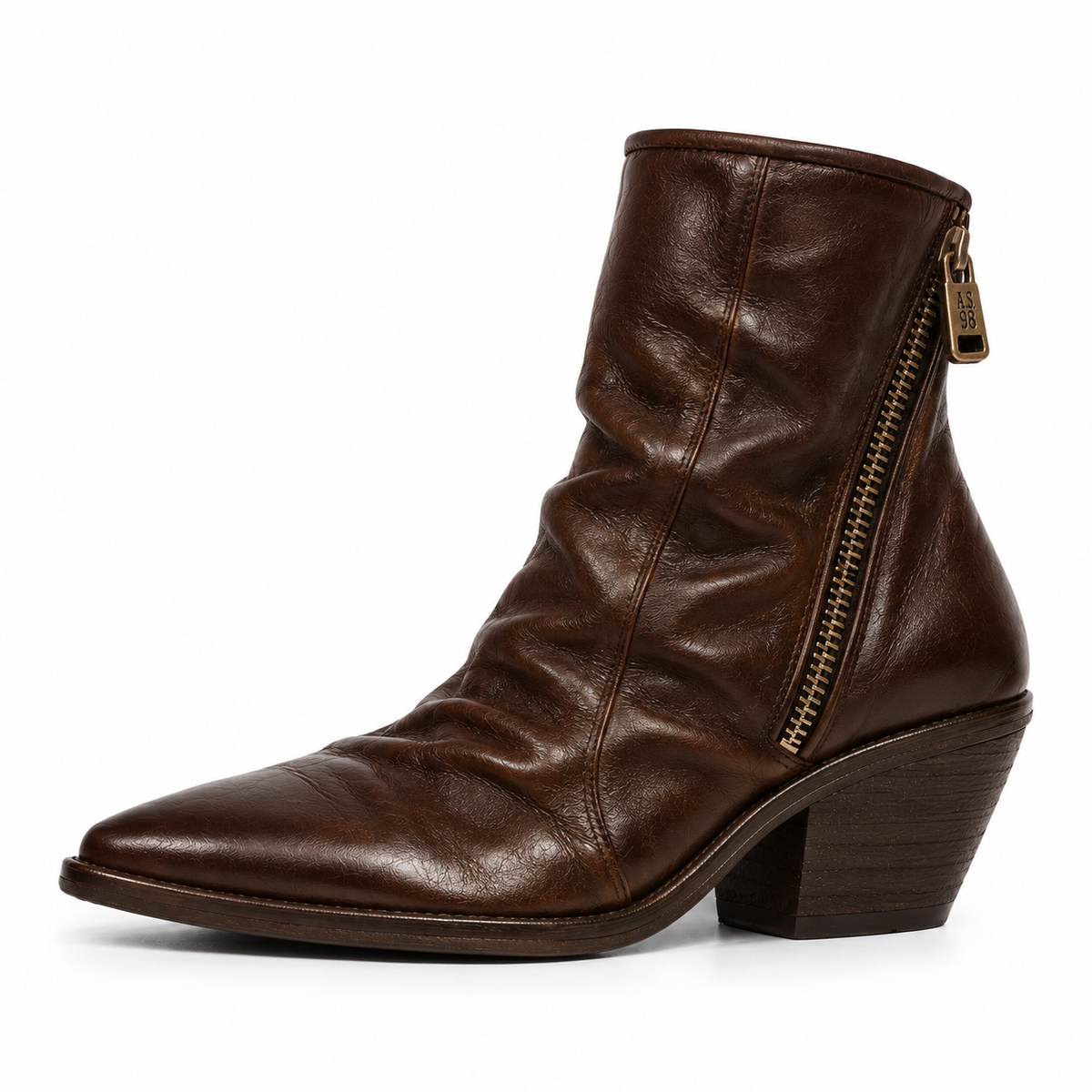TEXANO A.S.98 stivaletti donna in pelle marrone stile country con punta affusolata