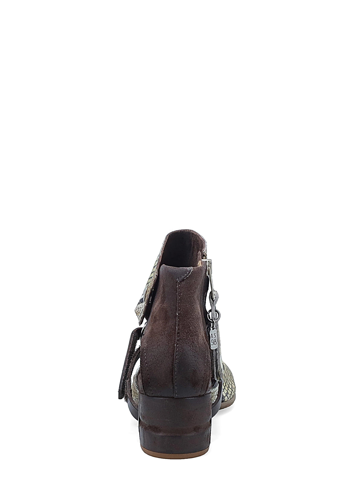 Sandali Fillia A.S.98 in pelle stampa pitone con cinturino al tallone e anello metallico, design strutturato e moderno per look grintosi