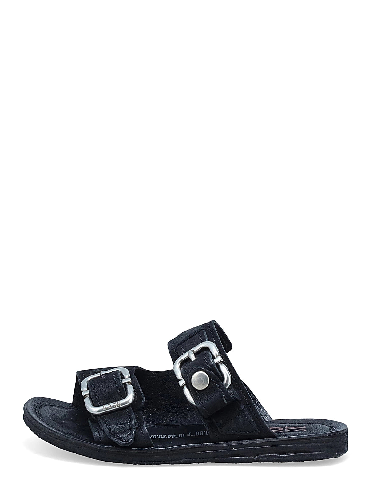 SANDALI GAVIN in pelle nera con fibbie metalliche