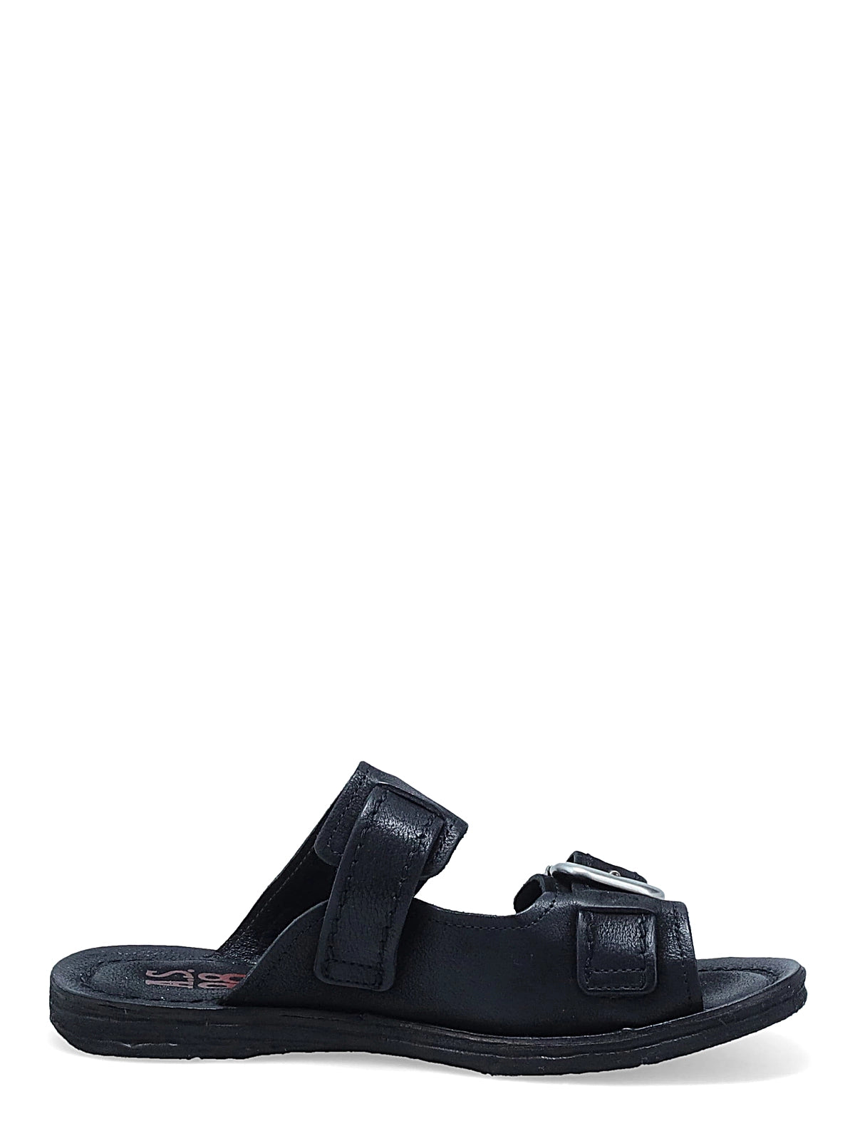 SANDALI GAVIN in pelle nera con fibbie metalliche