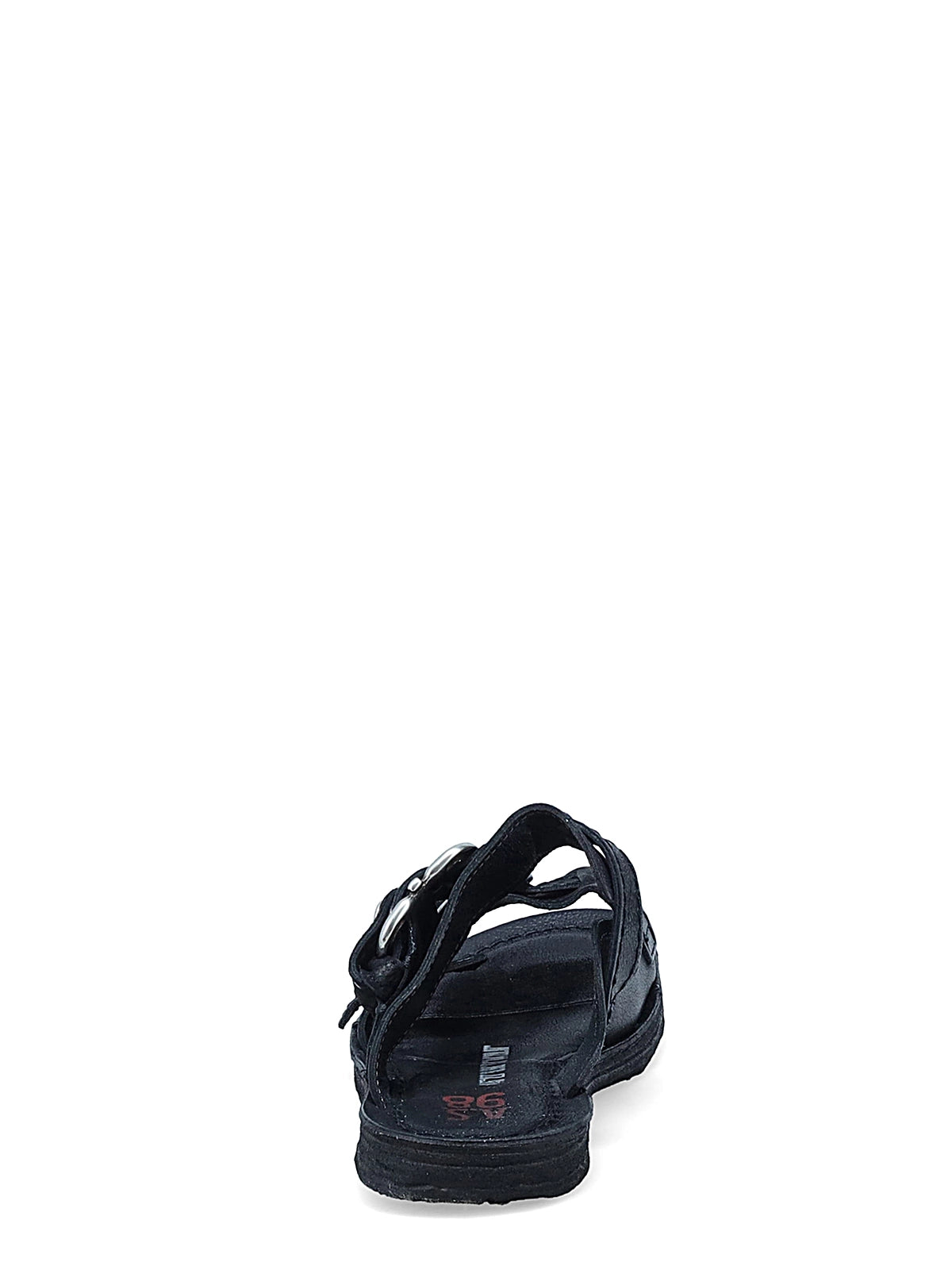 SANDALI GAVIN in pelle nera con fibbie metalliche